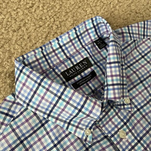 Lauren Ralph Lauren Mens Multicolor Plaid Long Sleeve Button Up Shirt Size Large - Picture 3 of 5